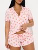Summer Women's Shorts Set Front Opening Button Skin Friendly Comfortable Home Wear Fresh Design Short Sleeved_ecoleips.com
