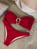 Sexy Solid Color Bikini Set - Strapless Bandeau Top & High Cut Bottom Women's Swimwear_ecoleips.com