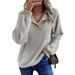 Women's V-Neck Button-Paneled Threaded Long-Sleeved Casual Knit_ecoleips.com