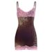 European And American Style Hot Girl Personality Snake Pattern Lace Color-Block Splicing Strap Pure Desire Sexy V-Neck_ecoleips.com
