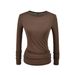 ng2510292 Tencel Wool Long Sleeve T-Shirt For Women, 2025 Autumn New Style, Pure Desire Hot Girl Small Round Neck Slim Fit Base_ecoleips.com