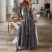 European And American Cross-border Bohemian Style Bell-sleeve Printed V-neck High-waisted Holiday Floral Long Dress For_ecoleips.com