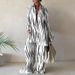 Aria Basics European American Style Printed Loose Long-sleeve V-neck Top Straight-leg Pants Two-piece Set Women, Suitable For_ecoleips.com