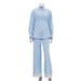 Women's Patchwork Three Piece Set With Lace Trim Long Sleeved Shirt Wide Leg Trousers Lapel Collar_ecoleips.com