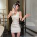 Sexy Women Halter Backless Slim V-neck Wrap White Party Night Mini Dress_ecoleips.com