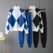 Women's Casual Fashion Knitted Two-Piece Suit Reducing Age Long Sleeved Pants High Looking Temperament_ecoleips.com
