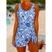 Women's Clothing Conservative Tummy Concealing One Piece Swimsuit Skirt Style Print Beach Bikini_ecoleips.com