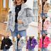 Elegant Faux Fur Cropped Jacket For Women - Winter Fashion Outerwear With Lapel Collar, Plus Size Options (Black/Rose/Pink/Purple/Grey/Khaki)_ecoleips.com