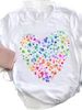 European And American Cross-border Foreign Trade Women's Clothing, Simple Heart-printed Round-neck Short-sleeve T-shirt_ecoleips.com