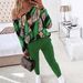Women's Clothing Casual Pullover Long Sleeve Plus Size Printed Long Sleeve Pullover Jumpsuit Set - Casual Loungewear In Green & Yellow (1XL-5XL)_ecoleips.com