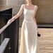 French Style High-End First Love White Strap For Women 2025 New Summer Long Dress Elegant Slim Fit_ecoleips.com