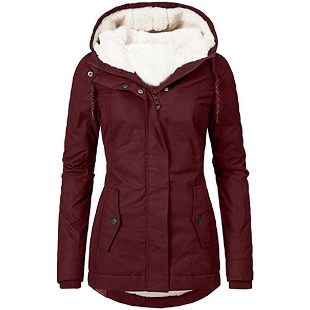 Women's Fleece-Lined Longline Hooded Coat – Winter Commuter Jacket With Zip Pockets, Thick Poly-Cotton Blend For Work & Travel_ecoleips.com