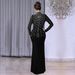 Women's Long Sleeved Beaded Diamond Arm Wrapped Dress Temperament Casual England Style Thin Summer Dress_ecoleips.com