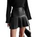 Cross-border European And American Style Leather Women's Small Pleated Skirt, Short A-line Skirt Wholesale_ecoleips.com