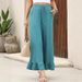 Women's Clothing Wide Leg Pants Drawstring Elastic High Waist Pleated Hem Wide Leg Pants With Pockets_ecoleips.com