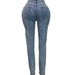 Women's Clothing Slim Fit Rhinestone Studded Pocket Ripped Frayed Hem Jeans_ecoleips.com