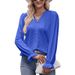 Autumn/Winter Solid Color Lace-Trimmed V-Neck Long-Sleeve Loose-Fitting T-Shirt_ecoleips.com