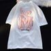 210g Cotton Combed Tightly Flocking Embroidery Shoulder Collar T Shirt Short Sleeved Top_ecoleips.com