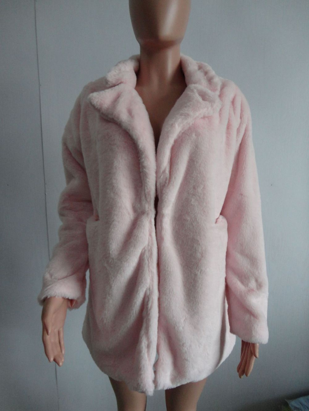 Luxury Faux Fur Coat – Oversized Long Sleeve Jacket With Detachable Collar (White/Yellow/Black/Pink/Red/Blue/Beige, S-XXXL)_ecoleips.com