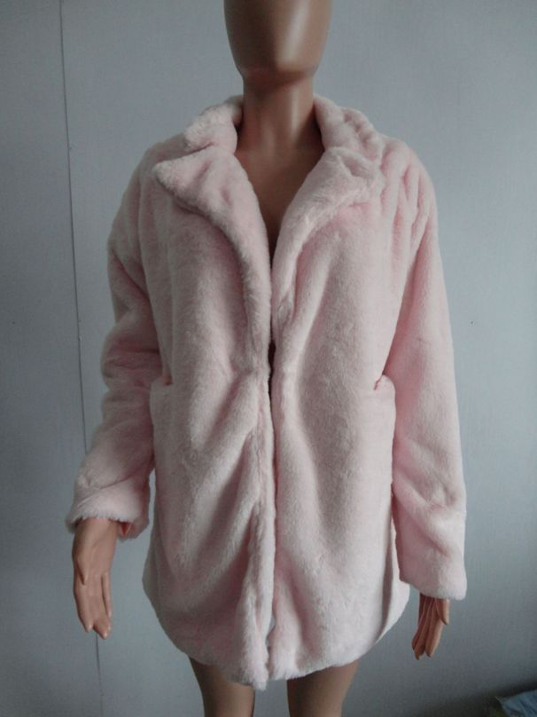 Luxury Faux Fur Coat – Oversized Long Sleeve Jacket With Detachable Collar (White/Yellow/Black/Pink/Red/Blue/Beige, S-XXXL)_ecoleips.com