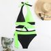 Women's Clothing Split Swimsuit Color Matching Sexy Deep V Lace Swimsuit_ecoleips.com