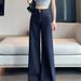Denim Dark Blue Wide-Leg Jeans For Women, Autumn And Winter New Style, Draped Slim Fit, Versatile Retro High-Waisted_ecoleips.com