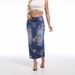 Women's Clothing Printed Mid Length Denim Skirt Spring And Summer New Large Size Women's Denim Skirt_ecoleips.com