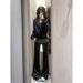 Korean Style Summer New Daily Wear Casual Sports Striped Sweatshirt And Wide-Leg Pants Three-Piece Set For Women_ecoleips.com