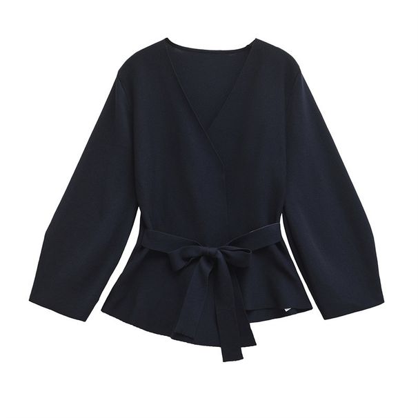 Foreign Trade Clothing 2025 Spring New European American Style Women's Elegant Deep V-neck Blazer With Belt And Shoulder_ecoleips.com
