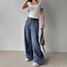 Turkish Light Blue Wide-leg Jeans For Women, New Spring And Autumn High-waisted Loose Slimming Retro Straight-leg_ecoleips.com