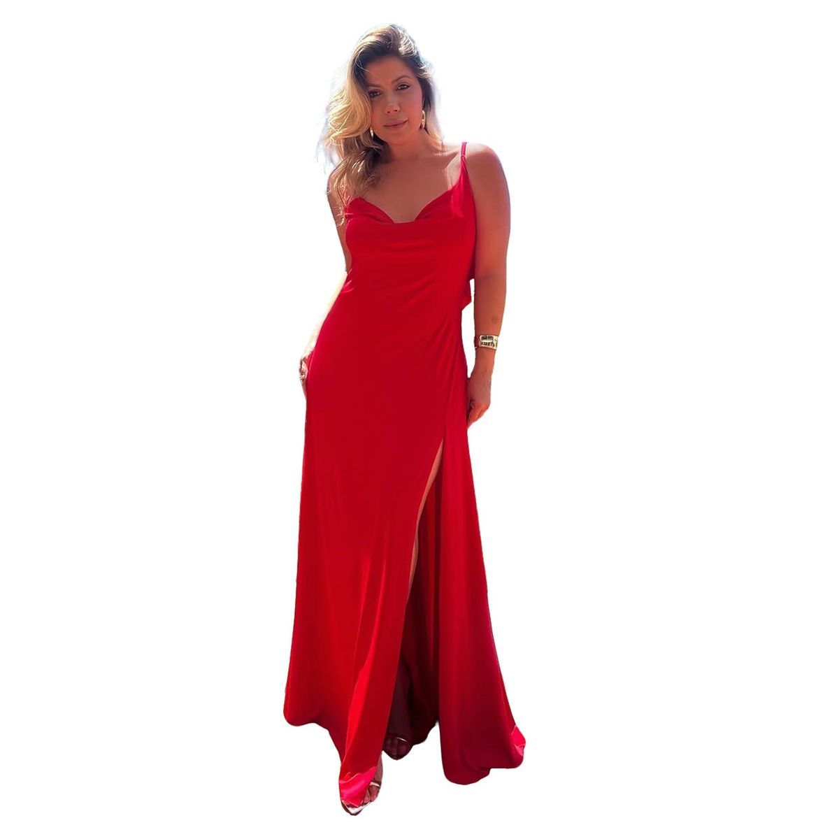 Elegant V-Neck Backless Lace Slit Dress Adjustable Straps Flowy Feminine Women's Clothing Set Red White Black S-2XL_ecoleips.com