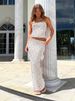 7 Colors New Women's Floral Print Strapless Long Dress 2-Piece Set_ecoleips.com