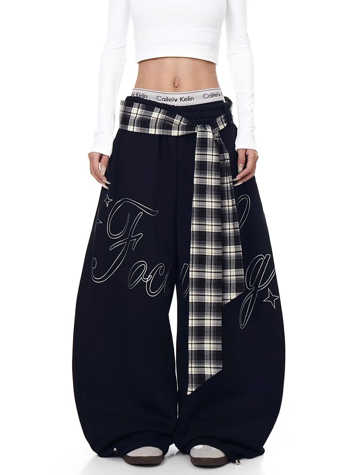 Women's Trendy Hip Hop Wide Leg Casual Pants Free Belt Street Dance Jazz Curved Pants for Summer Spring Autumn Fashion_ecoleips.com