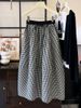 Trendy Salt Style Outfit Sophisticated Retro Plaid Tulip Skirt Casual Cotton Linen Cocoon Shape Women's Bottoms_ecoleips.com