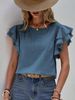 Women's Casual Round Neck Shirt Ruffle Batwing Short Sleeve Top Loose Fit Summer Style_ecoleips.com