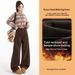 Thick Velvet Maillard Brown Wide-leg Jeans Women, 2025 Autumn And Winter New Style, High Street, Long-length Pants For_ecoleips.com