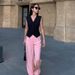 Black V Neck Small Suit Vest Sleeveless Waistcoat Top for Women Retro Short Layered Fashionable Vest_ecoleips.com