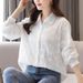 K Lace Lace Lapel White Shirt, Women's Long Sleeved Shirt, Unique And Beautiful Temperament Top_ecoleips.com