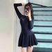 Women's One Piece Swimsuit Long Sleeved Conservative Tummy Covering Sun Protection Swimwear for Swimming Pool_ecoleips.com