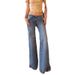 Women's Clothing Hot Girl Low Waist Washed Flared Jeans Female Casual Straight Mopping Trousers_ecoleips.com