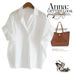 Women's Retro Hong Kong Style Short Sleeve Shirt Stylish Versatile White Loose Batwing Sleeve Collar Top for Summer 2026_ecoleips.com