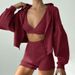 Aria Basics Aria Basics European And American Style Hot Girl Sports Casual Zipper Hooded For Women, Autumn New Comfortable Short Top Three-Piece_ecoleips.com