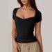 Women's Sweetheart Neck Short Sleeve Crop Top - Solid Color Slim Fit Basic Tee For Casual Wear_ecoleips.com
