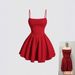 cross-border European And American Summer New Fashion Sexy Dress, Solid Color Pleated Back Zipper Strap Dress_ecoleips.com