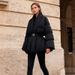 Elegant Belted Down Jacket For Women - Lightweight Slim-Fit Quilted Coat With Stand Collar, Casual Outerwear In Black/Brown/White_ecoleips.com