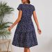 Floral Print Round Neck Short Sleeve A-Line Dress - Lightweight Polyester, Comfort Fit, Plus Size Available (Red, Navy, Blue)_ecoleips.com