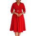 D3290 Plus Size Women's Fashion 2024 Autumn New Turn-down Collar Stylish Elegant Solid Color Large Hem Foreign Trade_ecoleips.com