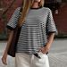 Women's Classic Striped Short Sleeve T-Shirt | Relaxed Fit For Beach & Everyday Wear | Soft Cotton Blend_ecoleips.com