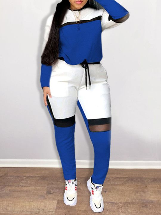 Women's Clothing New Fashion Splicing Casual Two Piece Set_ecoleips.com