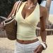 Y2K Halter Neck Cami Top For Women, Sexy Solid Color Sleeveless Shirt For Clubwear And Summer Fashion_ecoleips.com